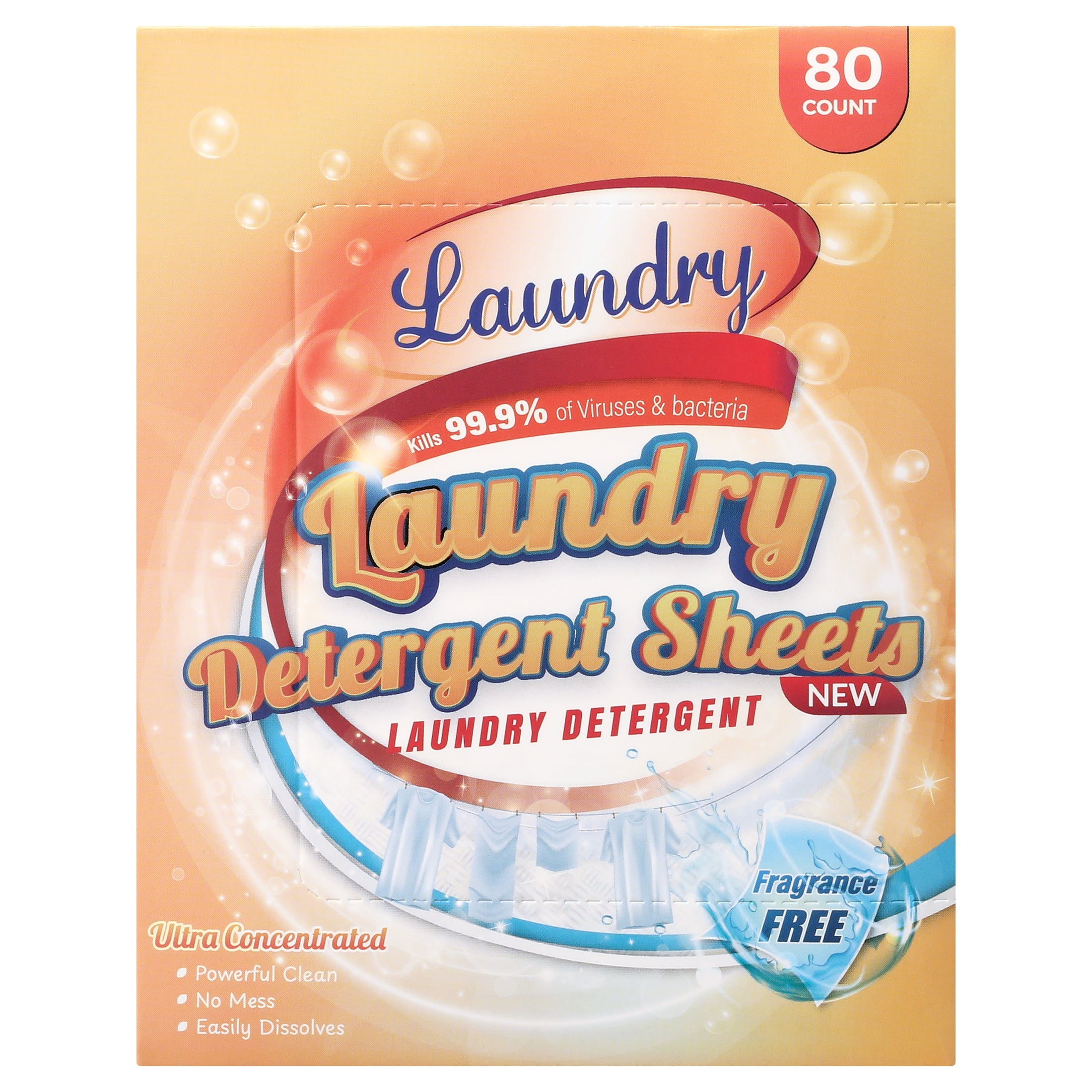 BIMZUC Power Laundry Detergent Sheets 80 ct,up to 160 Small Loads, Eco Ultra-Concentrated Unscented