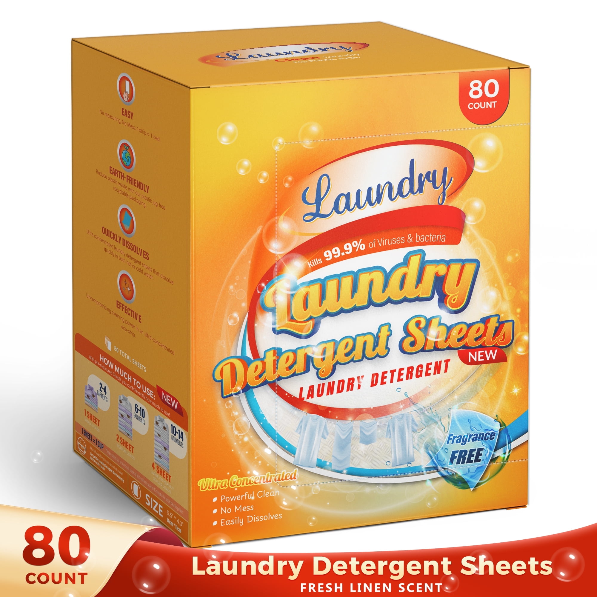 BIMZUC Laundry Detergent Sheets, Laundry Sheets (up to 160 Loads) 80