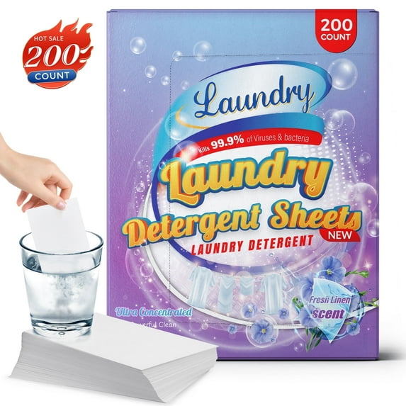 BIMZUC Laundry Detergent Sheets up to 600 Loads, Fresh Linen Scent, Great for Travel