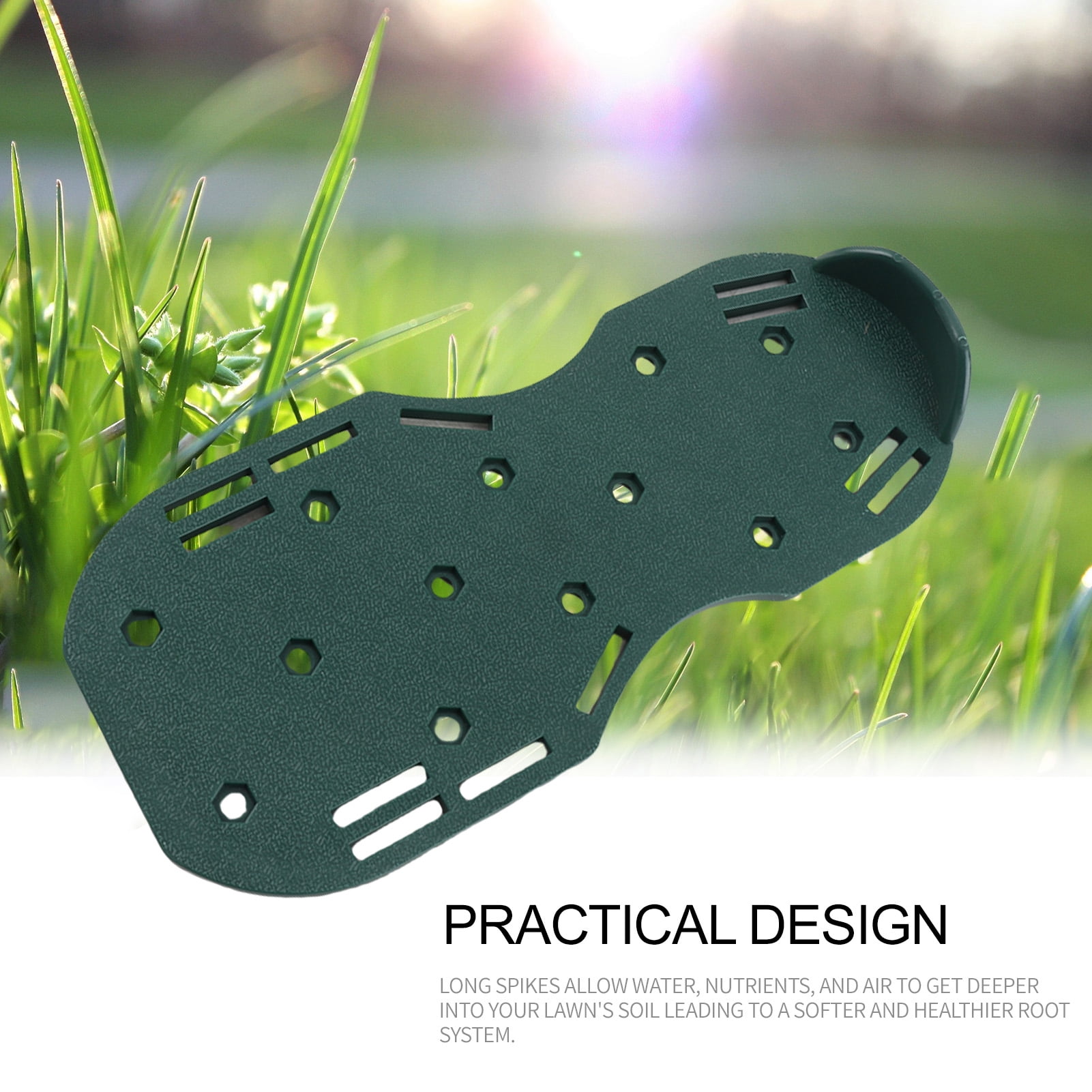 BIMZUC Lawn Aerator Shoes Spike Aerating Sandals with 2 Adjustable Straps Metal Buckles 26 Steel Spikes Heavy Duty Soil Aeration Tool 12.4 inches / 31.5 cm Green