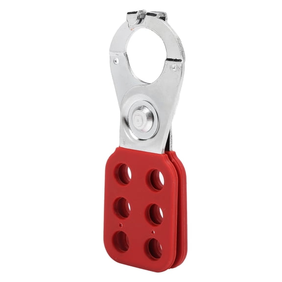 BIMZUC Lockout Hasp Steel Safety Nipper Lock for Padlock, 6 Hole Steel Row Multiple Management Nylon PA Insulated Lock Hasp, Red, 1 in / 25.4 mm Hook Diameter, Industrial Safety Supply, 1 Count