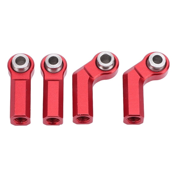 BIMZUC M4 RC Metal Ball Joint Link Rod End Ball Heads for 1/10 RC Crawler Car, 7.0mm CW Thread Elbow & Straight Connector Replacement Upgrade Parts, Red, 4-Pack (10 inches / 25.4 cm)