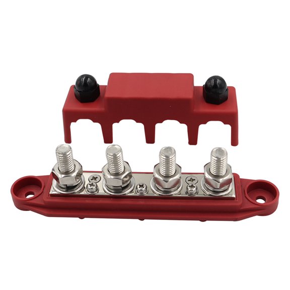 BIMZUC M8 Red High Current Terminal Stud Electric Battery Junction Block Wire Confluence Device Busbar Box for Car Boat RV Power Systems 6.7 in / 170 mm