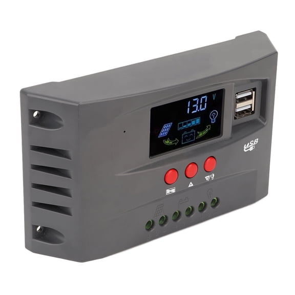 BIMZUC MPPT Solar Charge Controller 12V 24V Auto LCD Regulator Dual USB Port 10A Renewable Energy Equipment for RV Off Grid System Weatherproof Black