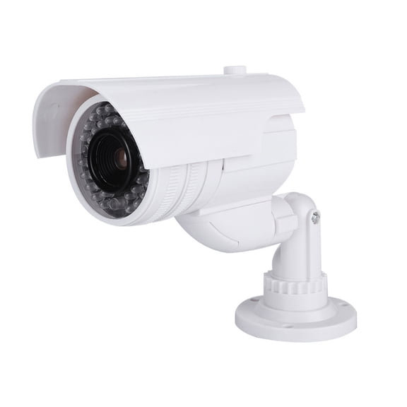 BIMZUC MR-2000 Dummy Security Camera Outdoor Waterproof Fake Surveillance Camera with Flashing Red LED Light White (10.24 inches / 26 cm)
