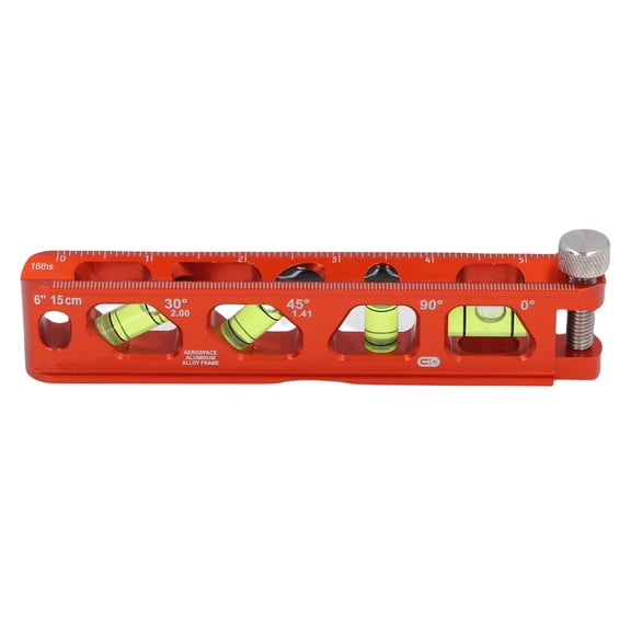 BIMZUC Magnetic Bubble Level Ruler 6 Inch 15 cm Measuring Tool with 4 Bubble Vials Cast Aluminum Pocket Leveler for Plumbing Woodworking Construction DIY Projects Highly Accurate Orange
