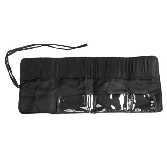 BIMZUC Makeup Brush Case 26 Holes Cosmetic Tool Storage Bag Black Large Capacity Waterproof Travel Organizer Rolling Holder Pouch For Women And Makeup Artists (9.05 inches / 23 cm)