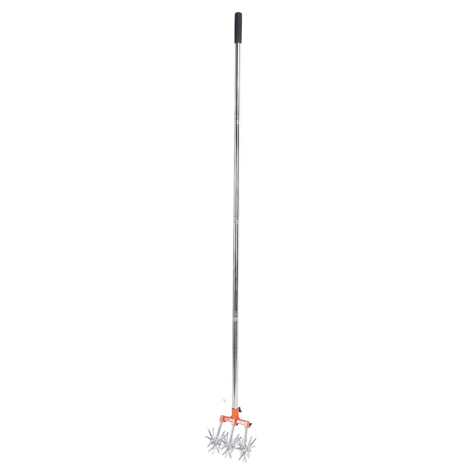 BIMZUC Manual Rotary Cultivator Tool Stainless Steel Teeth Adjustable Handle Garden Hand Tiller for Lawn 17.3 inches / 44 cm