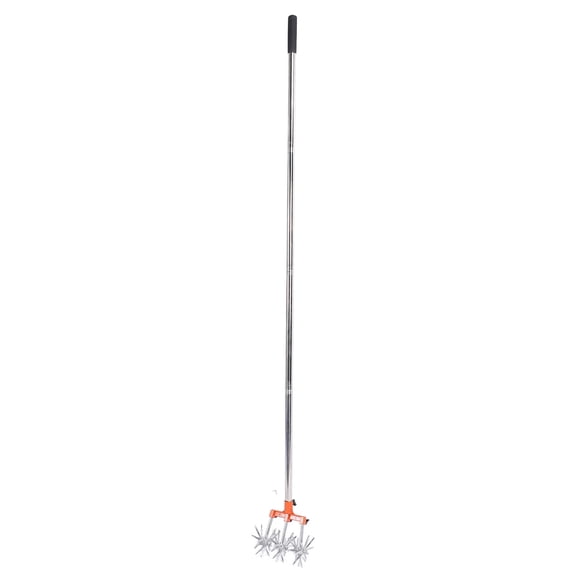 BIMZUC Manual Rotary Cultivator Tool Stainless Steel Teeth Adjustable Handle Garden Hand Tiller for Lawn 17.3 inches / 44 cm