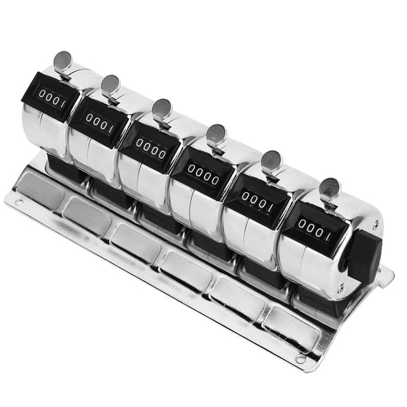 BIMZUC Mechanical Counter Metal Manual Clicker 4-Digit Conjoined 6 Units Stainless Steel Tally Counter High Precision Manual Tools For Factory Statistics And Terminal Counting
