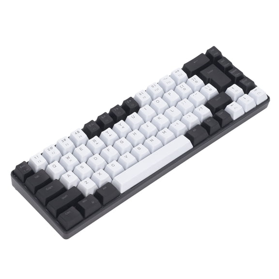 BIMZUC Membrane Gaming Keyboard 68 Keys RGB Backlit Ergonomic USB Interface Computer Keyboard for Win System Office Family Home Professional Setup Reliable Black White