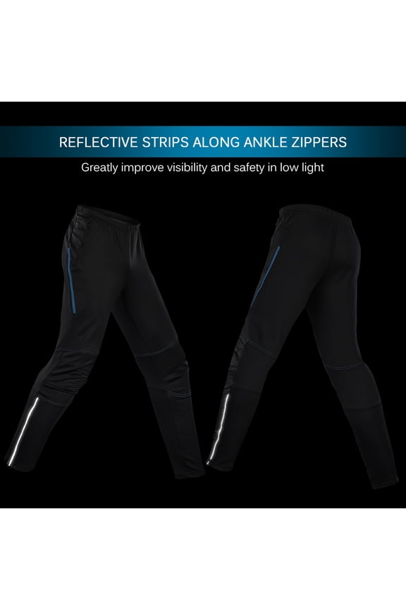 Men's Waterproof Cycle Pants Thermal Fleece Lined Windproof Winter Bike Riding Running Sports Trousers for Outdoor Mountain Biking, Red 2X-Large (15.75 inches / 40.0 cm)