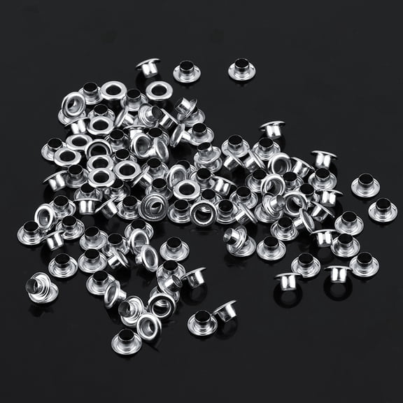 BIMZUC Metal Eyelets Washers Grommets for Scrapbooking and Leather Craft, 5mm Inner Diameter, Round Shape, Silver, 100 Pack