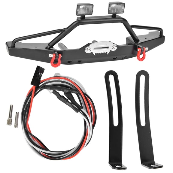 BIMZUC Metal Front Bumper Replacement Part with LED Light Accessory, Precision Fit for Axial SCX10 II 90046 & Traxxas TRX4 RC Crawler Car, Includes Mounting Hardware, 7.87 inches / 20 cm Length