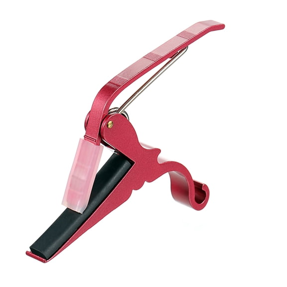 BIMZUC Metal Guitar Capo Lightweight Portable Clamp with Thick Silicone Pad Universal Accessory for Acoustic Guitar Ukulele and Electric Instruments Red
