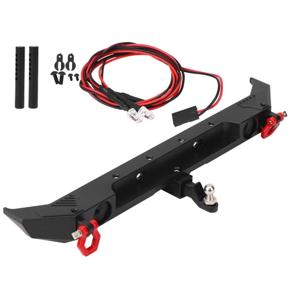 BIMZUC Metal Rear Bumper with D Rings and LED Lights Fit for Axial SCX10 III AXI03007 1/10 RC Car Model, 7.3 inches / 18.5 cm
