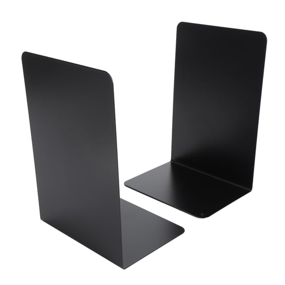 BIMZUC Metal Sturdy Non Skid Heavy Duty Bookends for Books Magazines Folders Catalogs, Black, 1 Pair