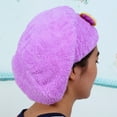 thumbnail image 1 of BIMZUC Microfiber Quick Dry Hair Towel Bowknot Wrap Hat Shower Cap, Purple (8.8 inches / 22.5 cm), 1 of 4