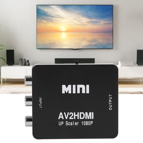 BIMZUC Mini AV to HDMI Converter 1080P 60Hz High Definition Adapter RCA to HDMI Video Audio Adapter with USB Cable for PC Xbox PS3 TV STB VHS VCR Camera DVD Black (2.6 inches / 6.6 cm)