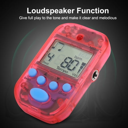 BIMZUC Mini Digital Beat Tap M50 Tempo Metronome with Clip for Musical Instruments, Double Channel Headphone Output, Portable Red Music Accessory, 2.1 x 1.2 x 1.3 inches / 5.5 x 3.2 x 3.5 cm