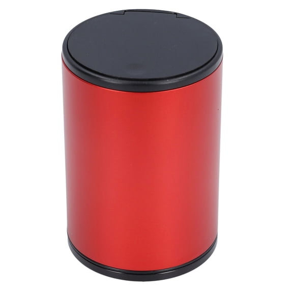 BIMZUC Mini Push-Button Car Trash Can, Aluminum Alloy Press Trash Bin & Ashtray with Lid, Compact Auto Garbage Container for Vehicle Home Office, Red