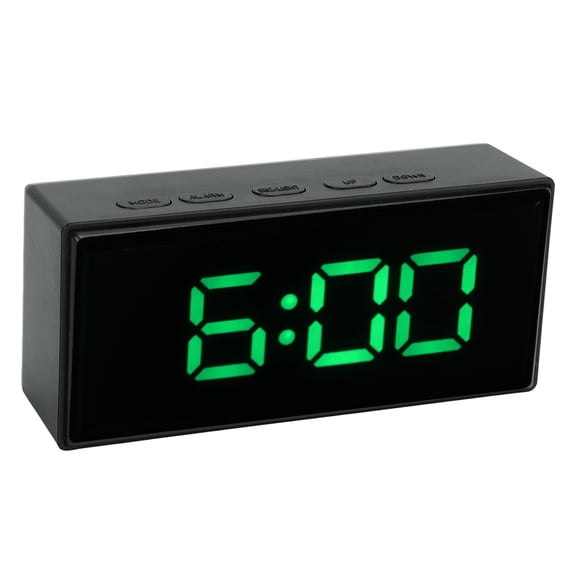 BIMZUC Mirrored Digital Alarm Clock, Smart Light Sensing LED Display Desk Smart Clock with Snooze Function and Dual Brightness Levels, 4.1 Inches / 10.5 cm, Green