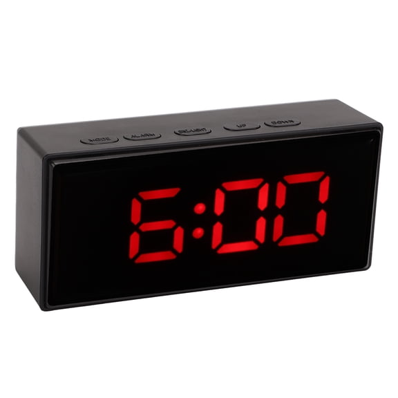 BIMZUC Mirrored Digital Alarm Clock, Smart Light Sensing LED Display Desk Smart Clock with Snooze Function and Dual Brightness Levels, 4.1 Inches / 10.5 cm, Red