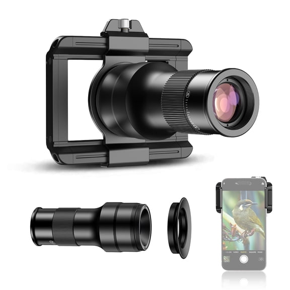 BIMZUC Mobile Phone Telephoto Macro Lens Kit 6X Zoom 150mm Lens Universal Mount Compatible with iPhone 16 15 14 13 Plus Pro Max Photography Accessories for Hiking Camping Wildlife Observation
