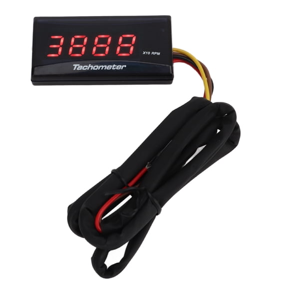 BIMZUC Motorcycle Tachometer DC 12V Ultra Thin Digital LCD Display Rainproof Backlight Gauge for Modification Red 2.36 inches / 6 cm Universal Fitment