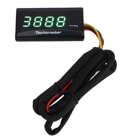 BIMZUC Motorcycle Tachometer DC 12V Ultra Thin Digital LCD Display Waterproof Backlight Gauge for Modification Green 2.36 inches / 6 cm Universal Fit
