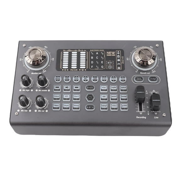 BIMZUC Multi-Function Portable Digital Audio Mixer Sound Card With BT USB Mixing Console Built-In 48V Phantom Power Rechargeable Battery For Mobile Phone Computer Live Broadcast Singing Studio