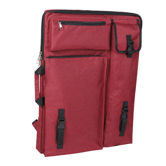 BIMZUC Multi Purpose Large 4K Waterproof Drawing Board Carrier Bag Canvas Art Supplies Backpack Portfolio Case for Travel Sketching Painting Tools Red