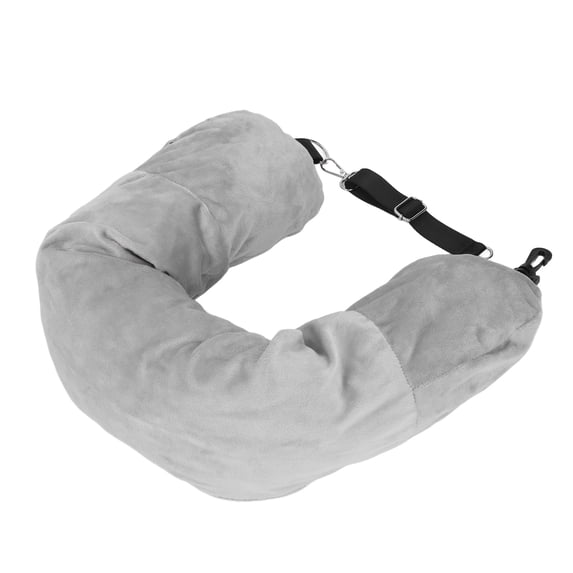 BIMZUC Multifunctional U-Shaped Portable Stuffable Travel Neck Pillow with Storage Bag, Plush Support for Flying and Camping, Soft Material, Grey (5.91 inches / 15 cm)