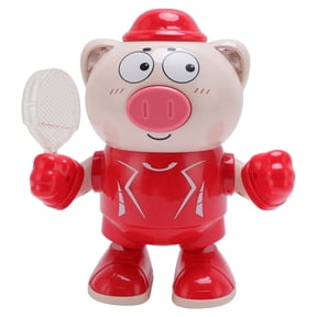 BIMZUC Musical Dancing Pig Toy, Electronic Interactive Pet with Lights and Sound, Early Education Walking Animal Figure for Boys and Girls, Red (6.69 x 4.33 x 7.87 inches / 17 x 11 x 20 cm)