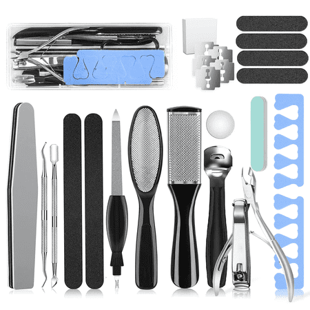 FVSA Nail Kit, 20 in 1 Pedicure Kit: Foot Scrub, Callus Remover, Cuticle Care, Toe Clippers, More for Manicure and Pedicure