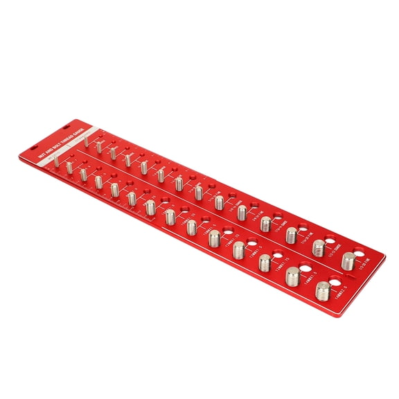 BIMZUC Nut and Bolt Thread Checker 14 Metric 14 Standard Sizes Identifier Gauge, 6 inches / 15.2 cm Ruler, Aluminum Alloy