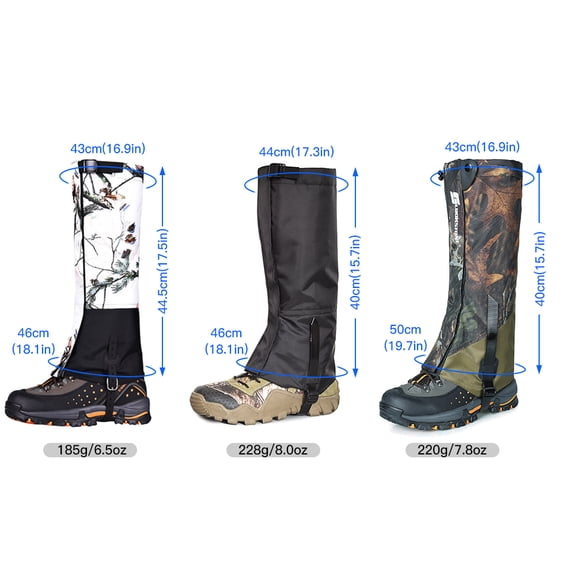BIMZUC Outdoor Lightweight Foot Sleeve for Adults Ski Leg Protection Snow Leg Sleeve Camouflage Army Green Waterproof Gaiters for Hiking (11.8 inches / 30 cm)