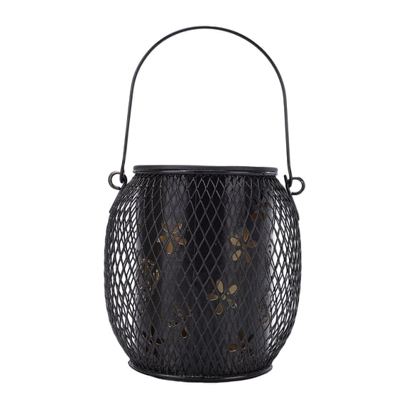 BIMZUC Outdoor Solar Hanging Lantern Light Metal LED Decorative Lamp for Garden Patio Courtyard Table, Hollowed Out Design, Warm Light, 4.53 inches / 11.5 cm