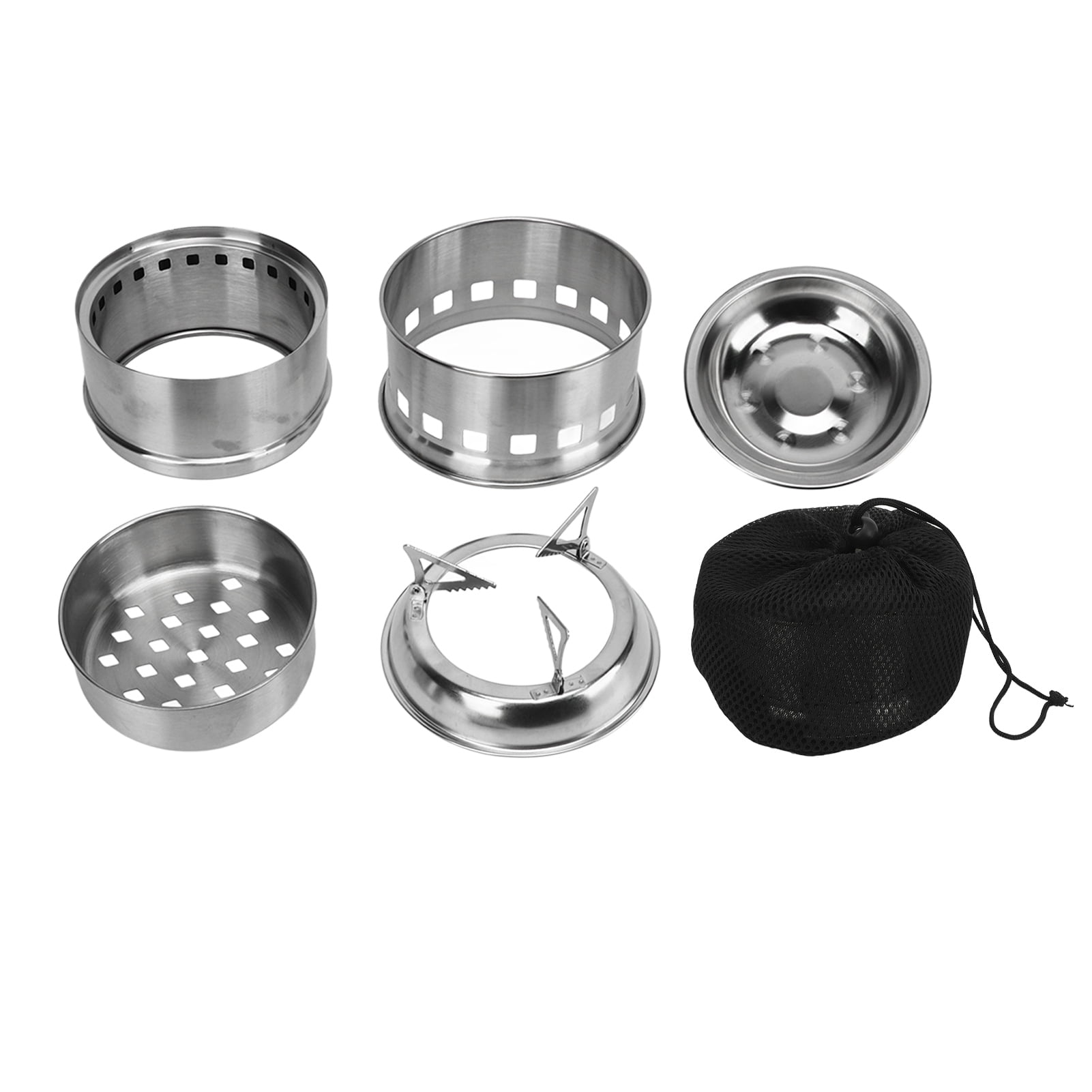 BIMZUC Outdoor Wood Burning Stove Stainless Steel Barbecue Charcoal Coal Heating Camping Stove Round 5.51 inches