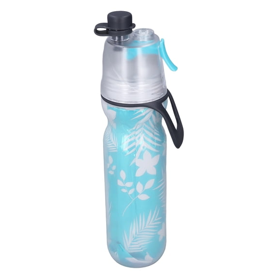 BIMZUC PE Misting Water Bottle Spray Mist Sports Cooling Drink Cup with Double Wall Insulation Carry Loop, Reusable Leakproof Gym Essential, Cyan Color, 11.81 inches / 30 cm Tall