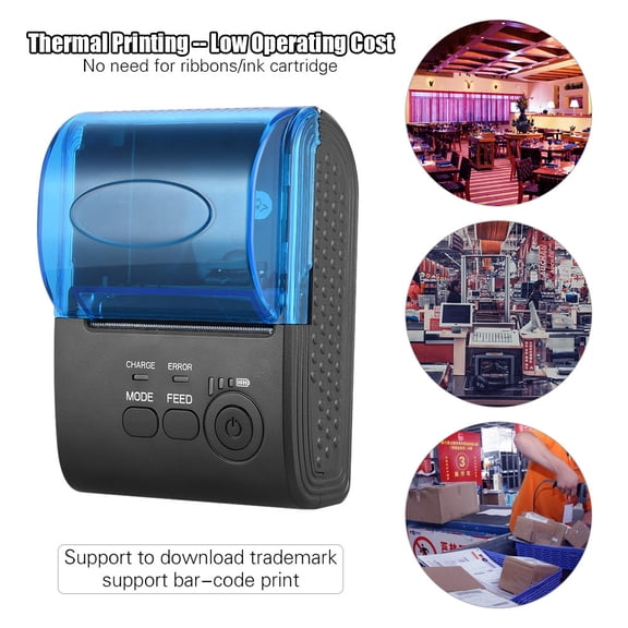 BIMZUC POS-5805DD Portable Mini 58mm Wireless USB Thermal Printer for iOS Android Windows, US Plug, Black (7.09 inches / 18 cm)