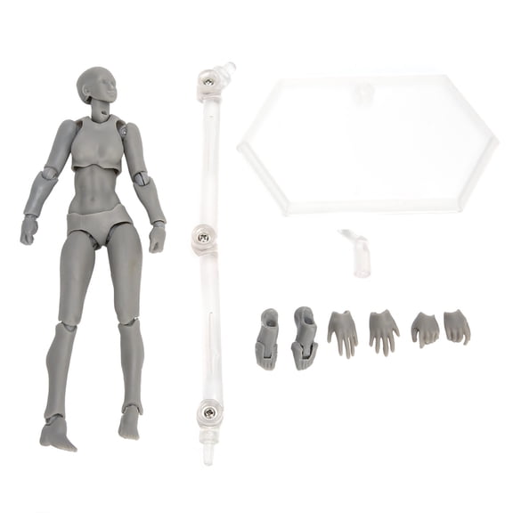 BIMZUC PVC Artists Action Figure Model Human Drawing Model Woman Mannequin Decoration Gray 5.1 inches / 13 cm