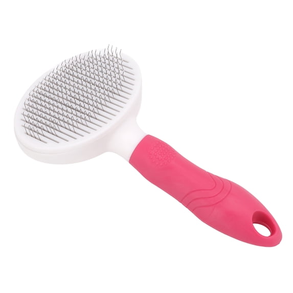 BIMZUC Pet Hair Brush Self Cleaning Massage Painless Round Needle Cat Dog Grooming Slicker Brush Pink Shedding Comb For Medium Long Short Hair Puppies Kittens (7 in / 17.7 cm)