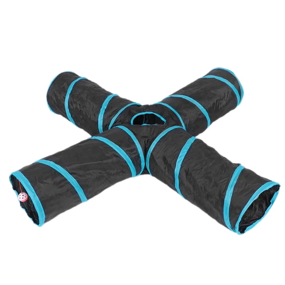 BIMZUC Pet Play Tunnel Collapsible 4 Way Cat Tube with Storage Bag for Cats Dogs Rabbits Indoor and Outdoor Use, Interactive Maze Peek Hole Toy with Bell Ball, Tear-Resistant & Foldable
