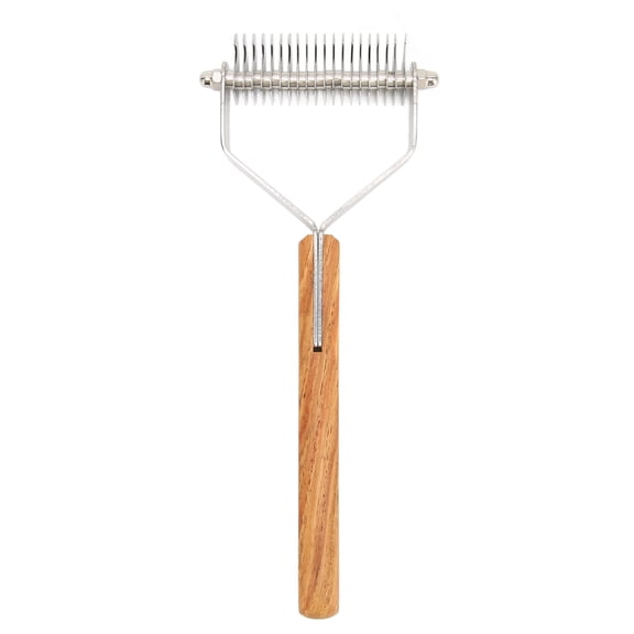 BIMZUC Pet Undercoat Rake Brush Double Sided Knots Removal Dematting Comb Wood Handle Dog Deshedding Tool for Puppy Cat Grooming Knot Comb 9.06 inches / 23 cm