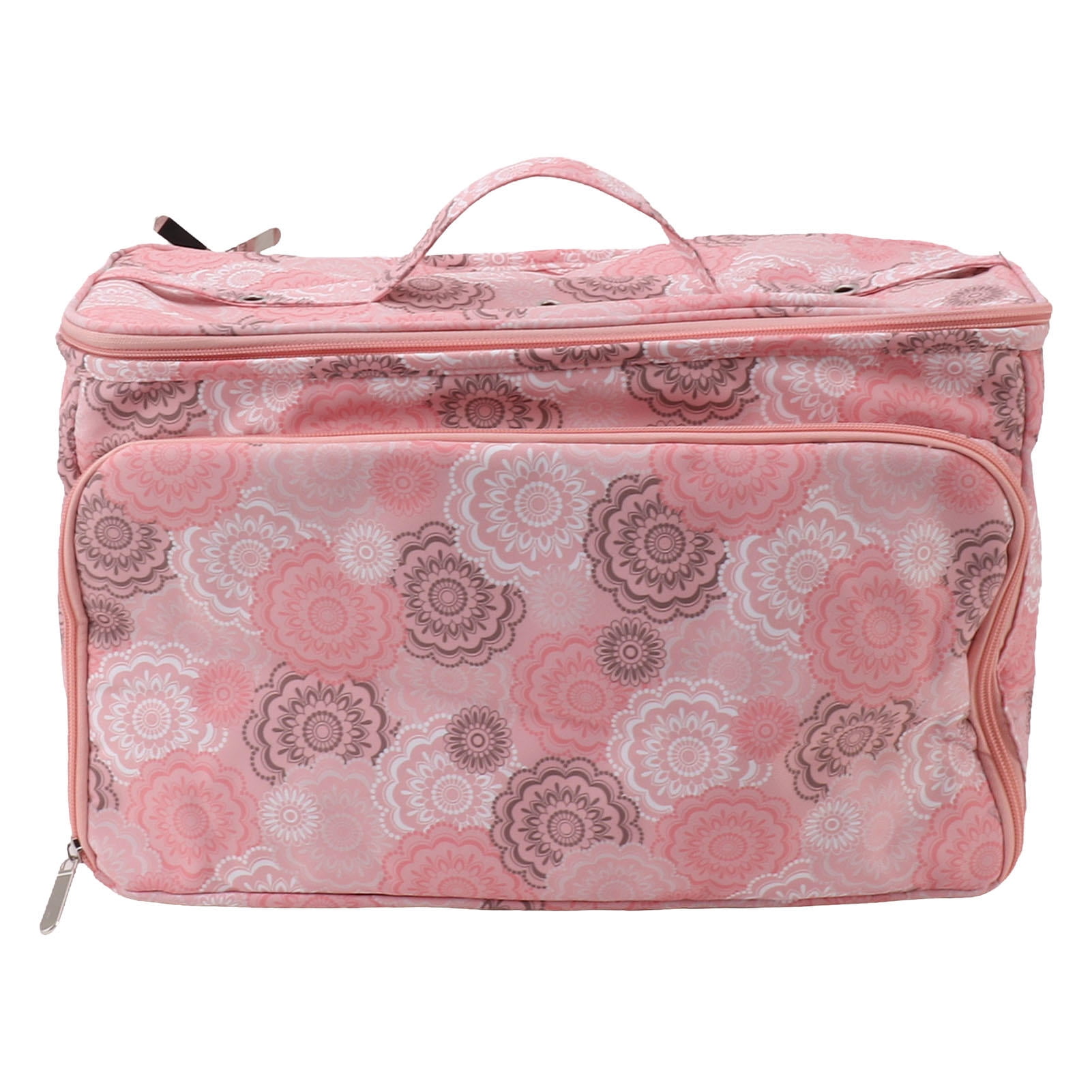 BIMZUC Pink Oxford Knitting & Crochet Organizer Bag – Waterproof, Multi‑Pocket, Portable Storage for Yarn, Needles & Sewing Supplies