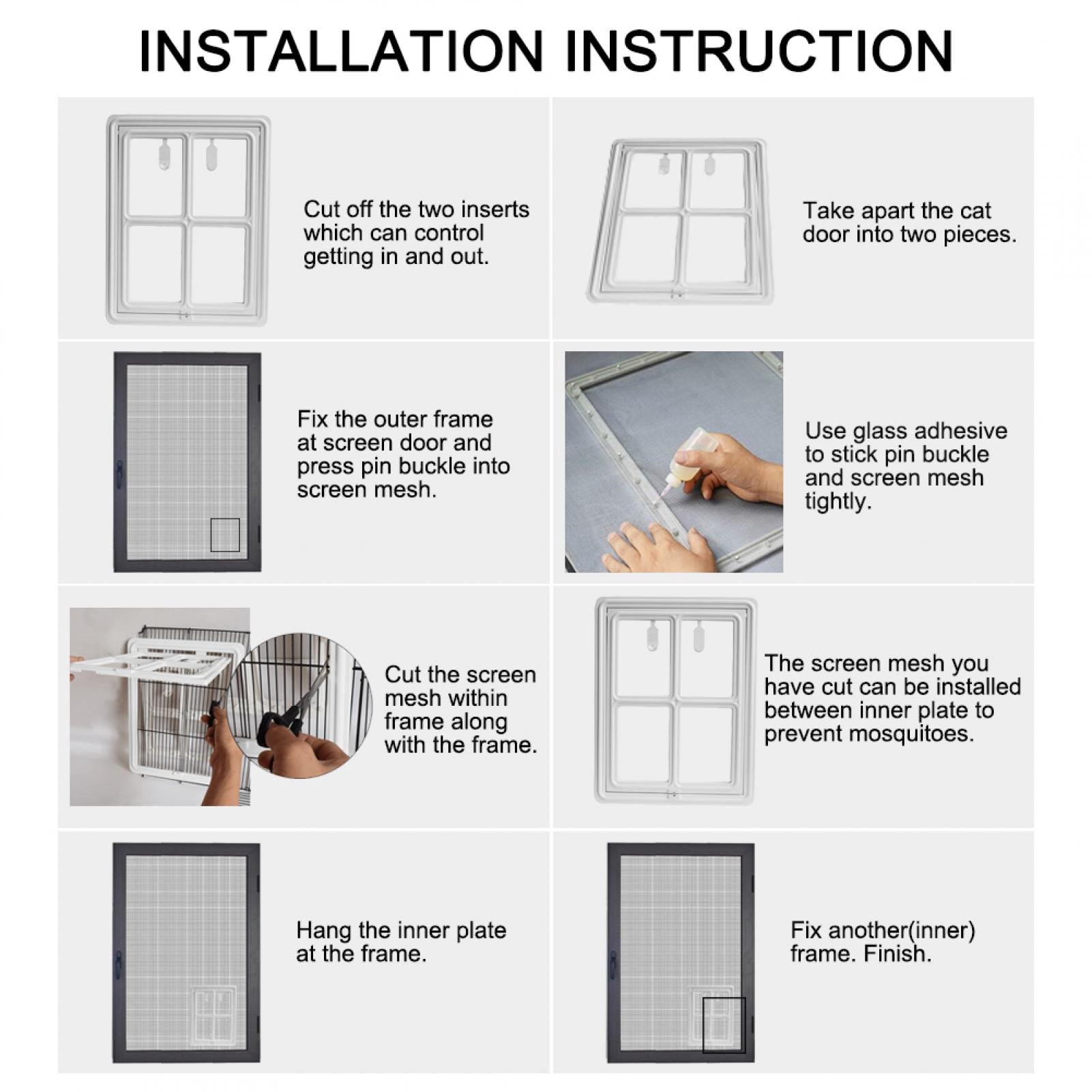 BIMZUC Plastic Pet Dog Puppy Cat Door Magnetic Locking Safe Flap for Screen Window Gate, Large White, 18.11 inches / 46 cm, Easy Installation, Perfect Home Protection Pet Accessory