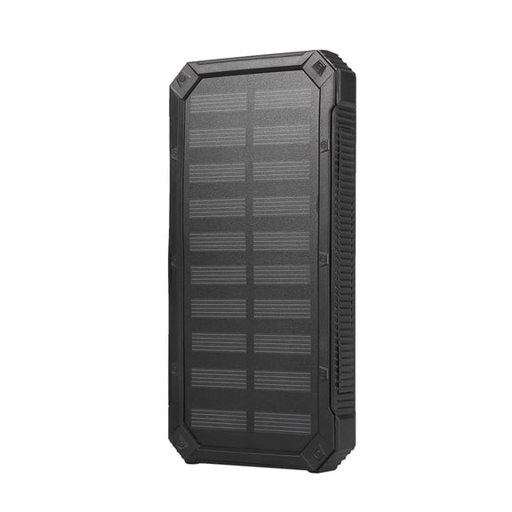 BIMZUC Portable 20000mAh Fast Charging Dual USB Solar Power Bank Case DIY Assembling Kit Outdoor Battery Charger Enclosure With LED Light For Phone Tablet Travel Camping Hiking Black