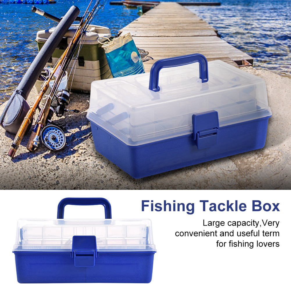 BIMZUC Portable 3-Layer Fishing Tackle Box Accessory Storage Holder with Detachable Dividers for Lures Hooks Baits (11.8 inches / 30 cm) - Multi-Compartment Organizer Organizer for Anglers