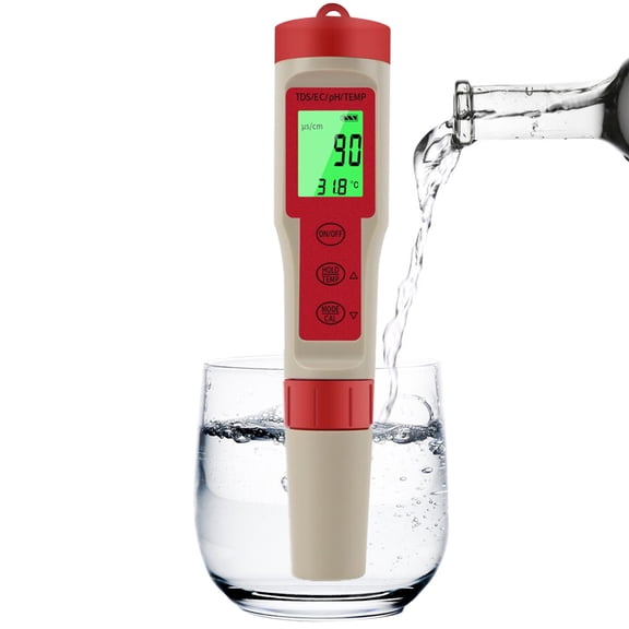 BIMZUC Portable Handheld Water Quality Tester 4-in-1 PH Total Dissolved Solids EC Temperature Detector with Backlight Screen 180mm / 7.09 inches Multi-Functional Pen